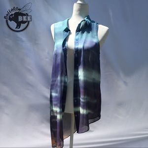 NWOT Divided sheer a-symmetrica collared button up